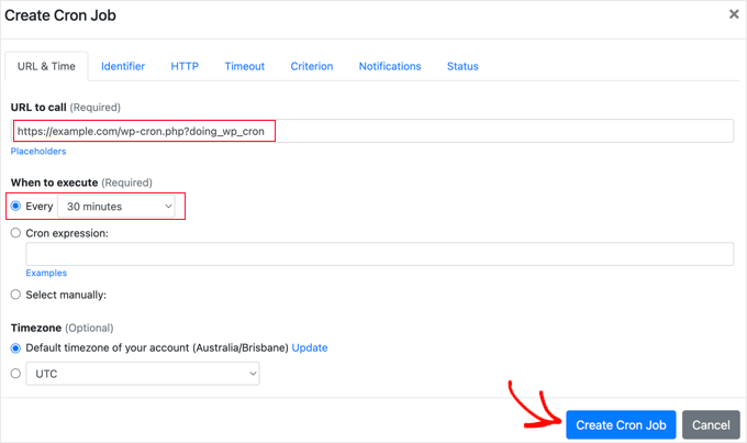 Creating a New Cron Job in EasyCron