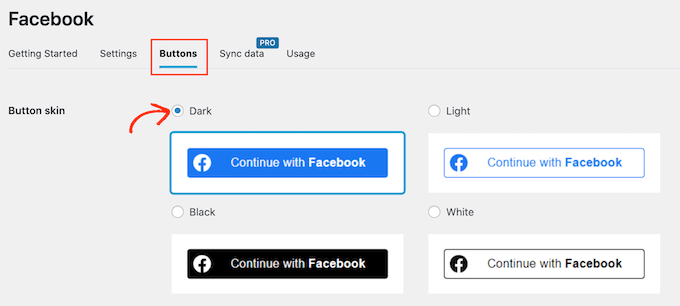 Different social login buttons