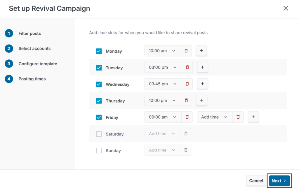 Select your Instagram posting schedule