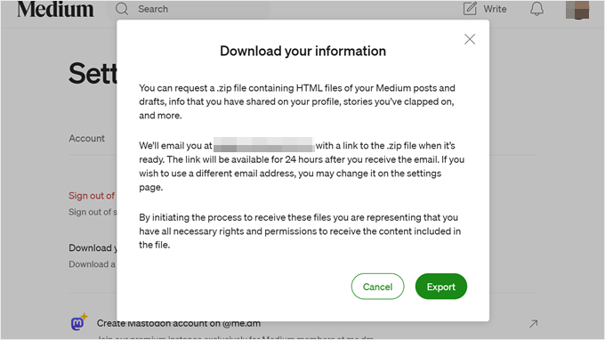 Confirming to download Medium information