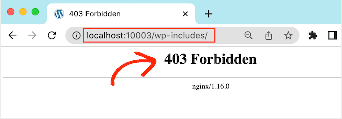 403 forbidden page is displayed when directory browsing is disabled