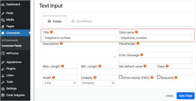 Adding a title to your custom comment form