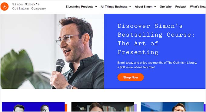 Simon Sinek - Author website example