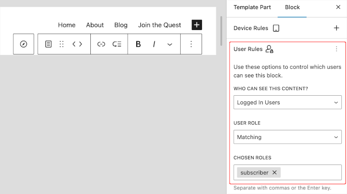 Assigning user role conditions