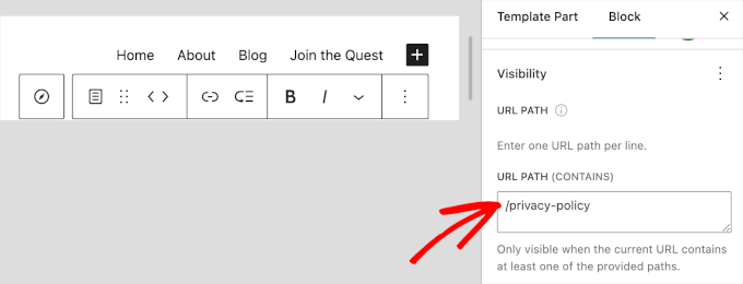 Adding a URL Path for conditional menu