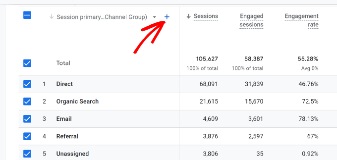 Click plus sign to add dimensions