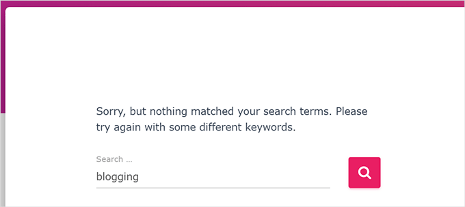 No results found for a search term in WordPress