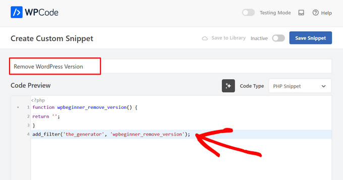 Adding your first code snippet