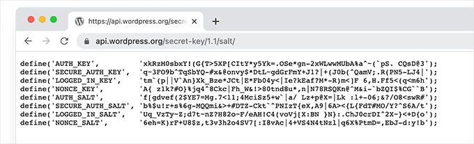 WordPress security key generator