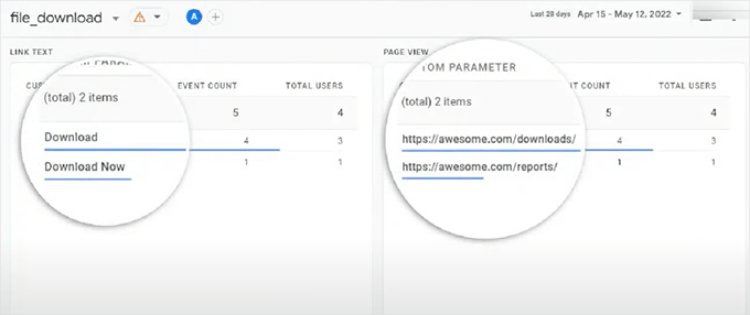 Download events in Google Analytics