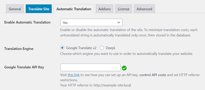 Generate Google Translate API Key - TranslatePress