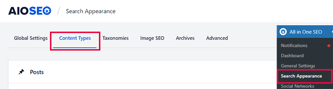 All in One SEO - Search Appearance