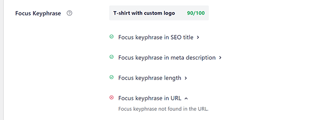 Focus keyphrase SEO score