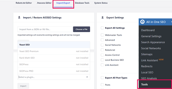 Manually import SEO data