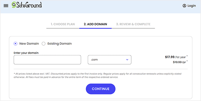 SiteGround pricing plan and payment options