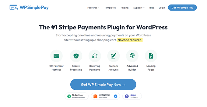 WP Simple Pay website