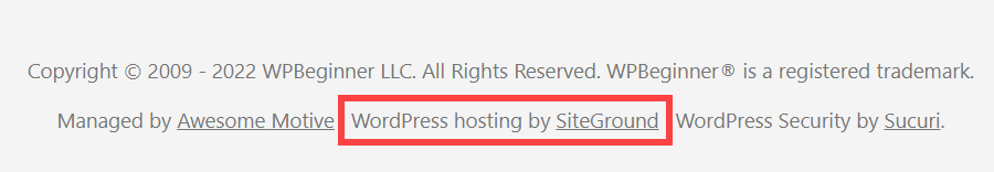 WPBeginner Hosted by SiteGround in Footer