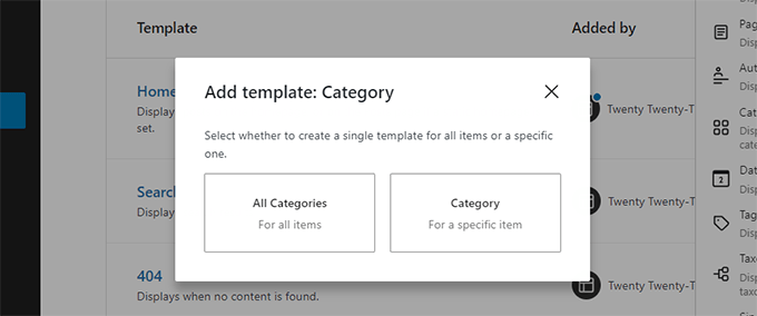 Create category template