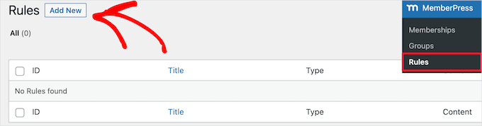 Add new membership rule in MemberPress