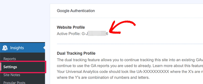 Find Google Analytics measurement ID in MonsterInsights