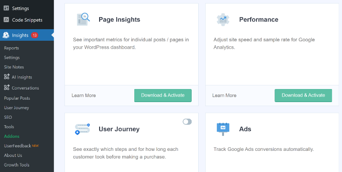 Page insights addon