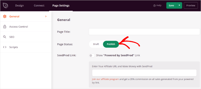 Publishing your landing page in SeedProd