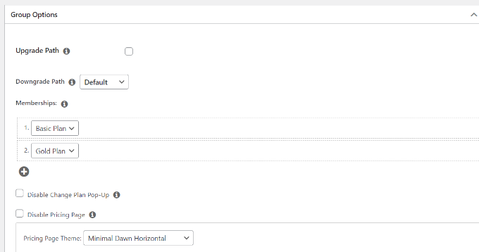 Select pricing plans to show