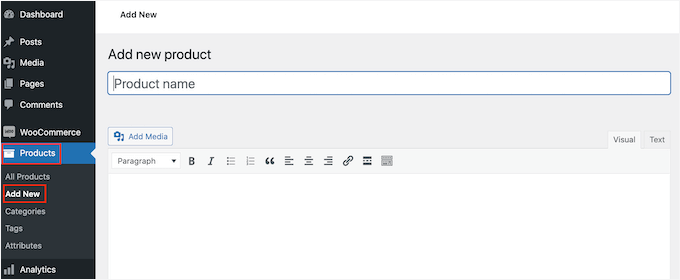 Creating a new WooCommerce product