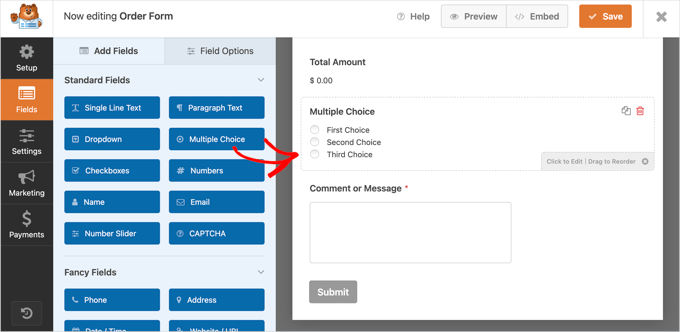 Add a Multiple Choice Field