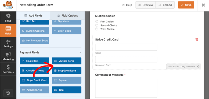 Add a Stripe Credit Card Field