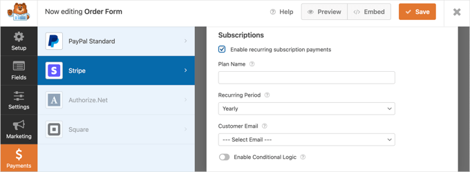 Stripe subscriptions