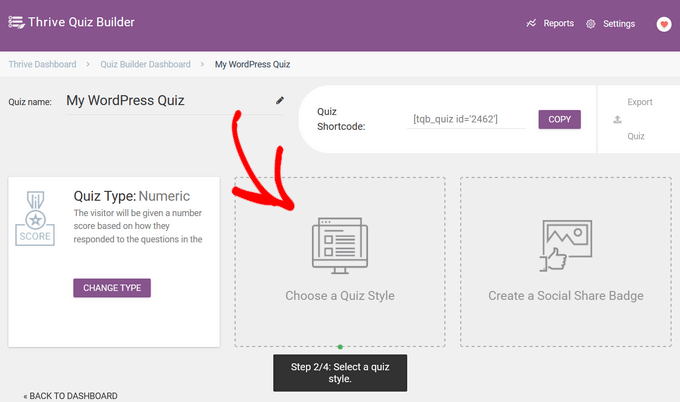 Choose a quiz style - Thrive Quiz Builder