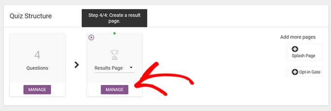 Create results page in Thrive Quiz Builder