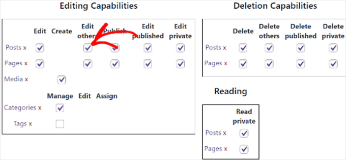 Editing capabilities in PublishPress