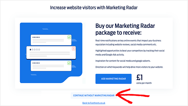 Fasthosts marketing radar package