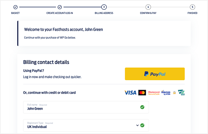 Fasthosts payment method