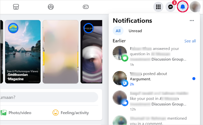 Facebook notifications