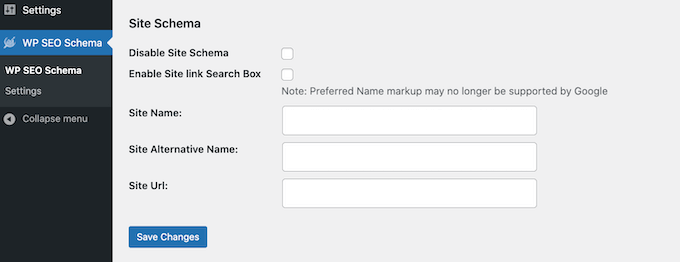 Setting site-wide schema settings for WordPress