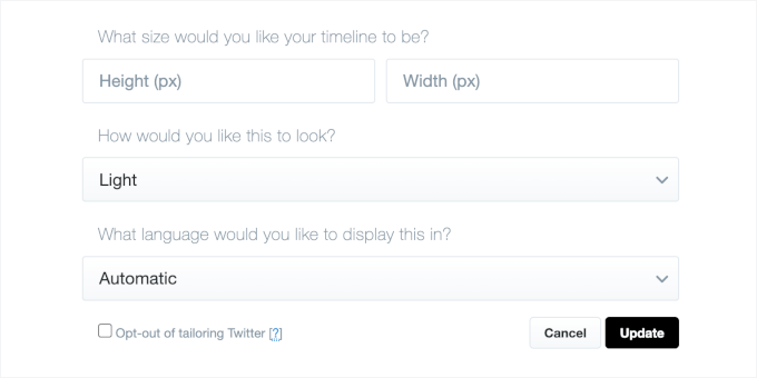 Customize the twitter timeline