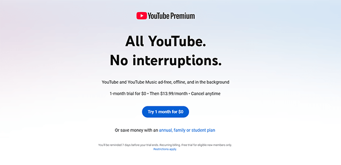 YouTube premium