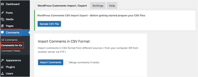 The WordPress Comments Import & Export plugin