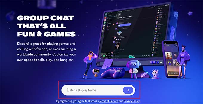 Choose a username for your discord account