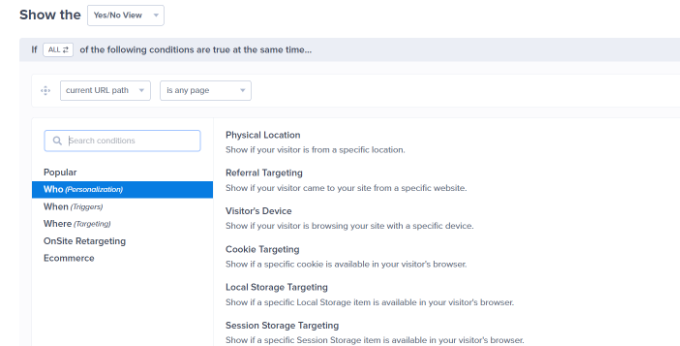 Personalization display rules