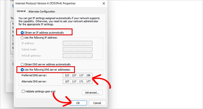 输入您的首选 DNS