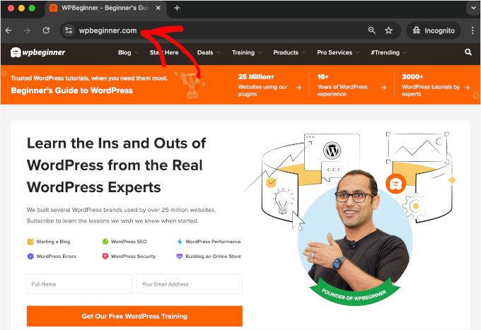 The WPBeginner homepage