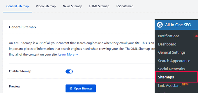 Sitemaps in All in One SEO