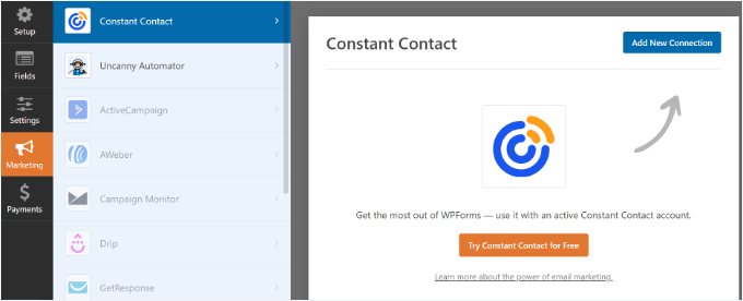 Connect constant contact with WPForms