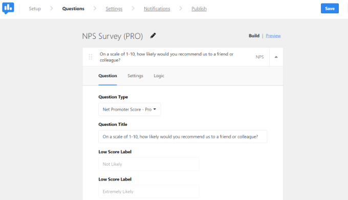 Edit NPS survey template