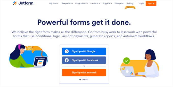 Jotform's homepage