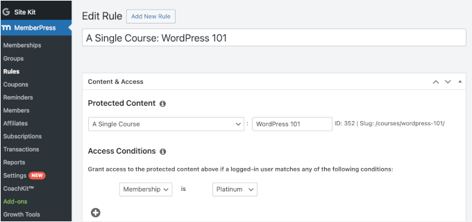 Configuring membership rules